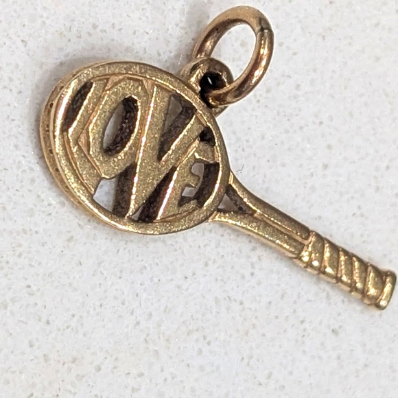 Rare-Retired 14K Gold James Avery Tennis Racket "LOVE" Charm/Pendant - Picture 8 of 11